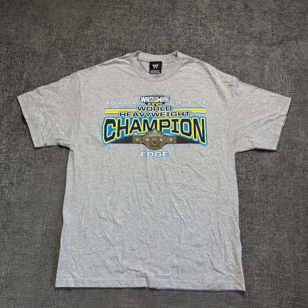 WWE Wrestlemania XXVII Edge Champion Shirt Mens XL Gray 2011 Graphic Tee